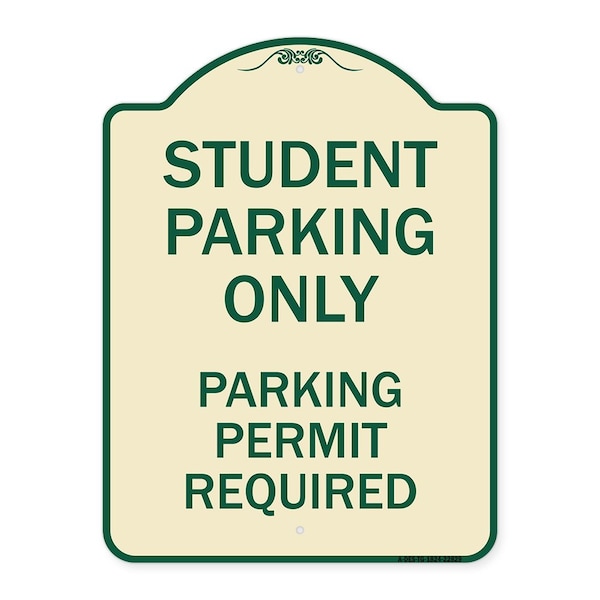Student Parking Parking Permit Required Heavy-Gauge Aluminum Sign, 24" x 18", TG-1824-22829